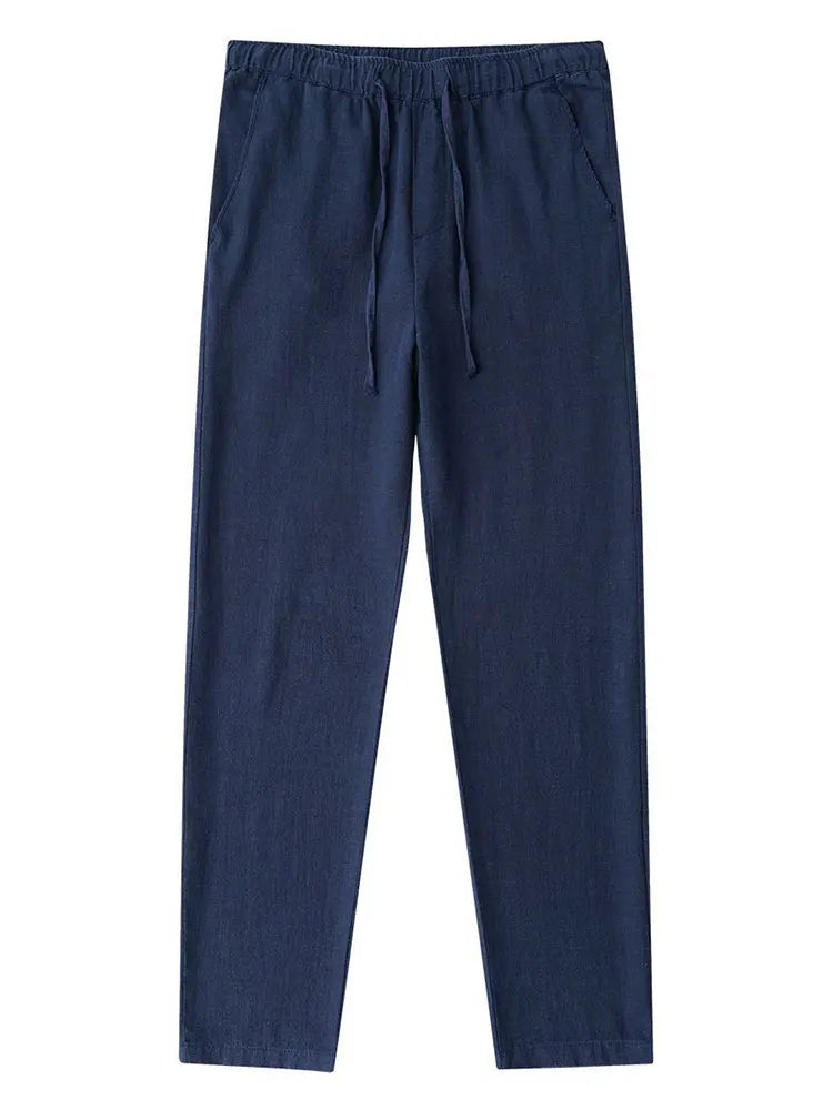 Casual Cotton Linen Chino Pants for Men Wide Leg Lightweight Baggy Cotton Sweatpants Male Walking Jogger Trousers Work